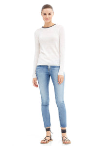 BRIGHT WHITE/BLACK CONTRAST STRIPE